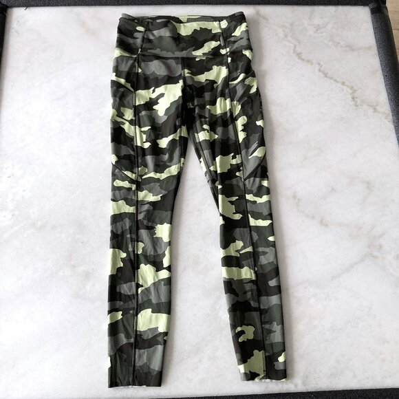 Like new! Lululemon Fast and Free Tight / leggings / pants 25" (green camo) - Picture 2 of 5